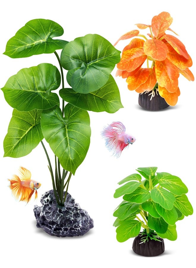 GOZILLA Fish Tank Plants, Reptile Artificial Plastic Plants, Reptile Plants for Terrarium, Aquarium Decorations Resin Pedestal Ornaments for Fish Tank Accessories Set.(3PCS/A-Set) - Image 1